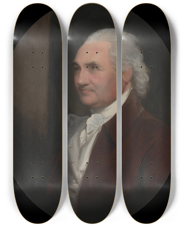 Triptych art skateboard deck of Gilbert Stuart Colonel Isaac Barre by Gilbert Stuart (1755-1828)