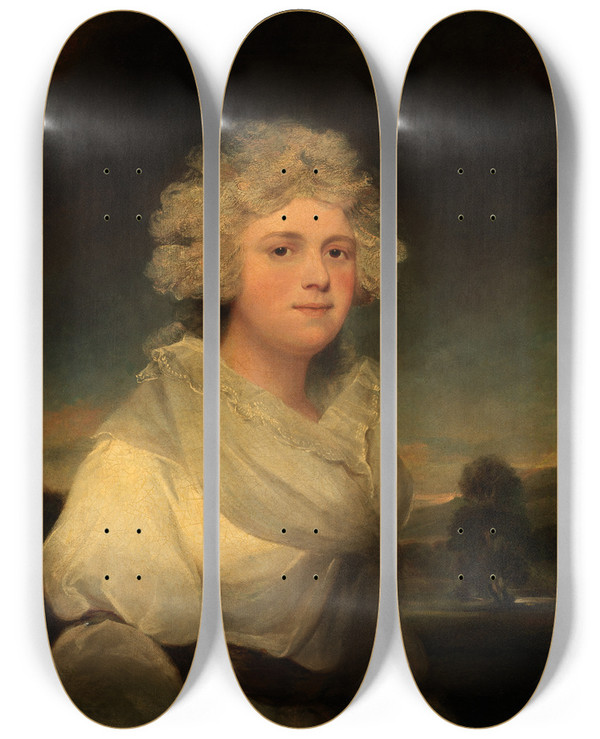 Triptych art skateboard deck of John Hoppner Mrs Abington by John Hoppner (1758-1810)