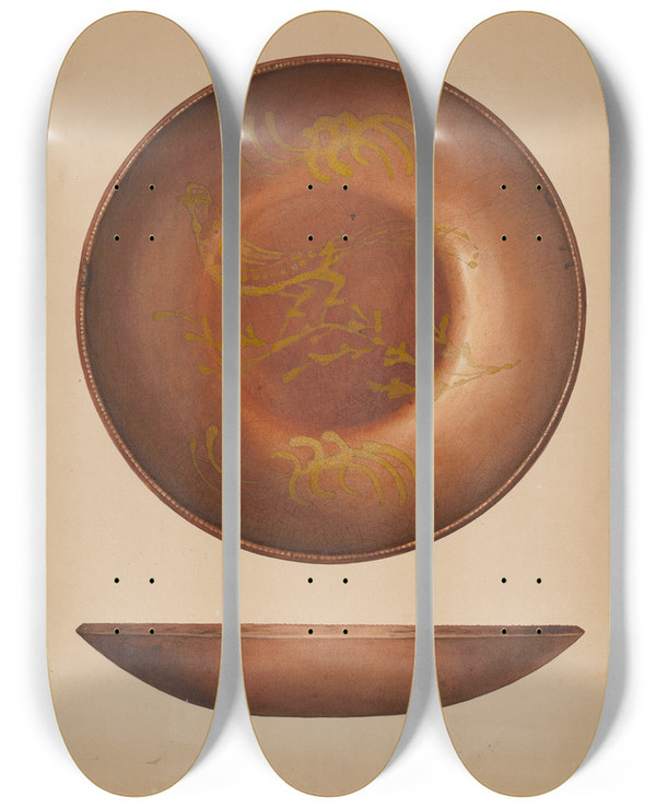 Triptych art skateboard deck of Giacinto Capelli Plate_3 by Giacinto Capelli (20-)