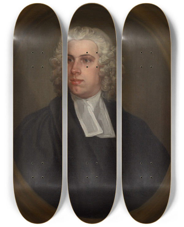 Triptych art skateboard deck of William Hogarth The Revd John Lloyd Dd by William Hogarth (1697-1764)