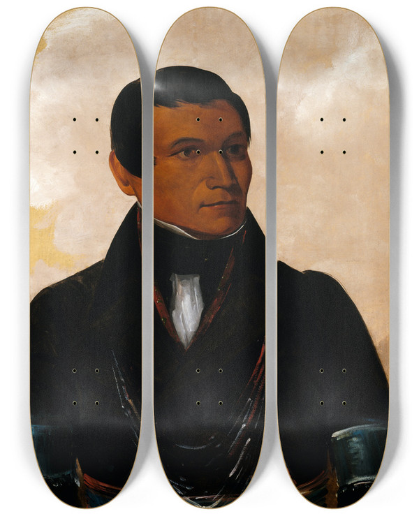 Triptych art skateboard deck of George Catlin Csick Son Of The Chief by George Catlin (1796-1872)