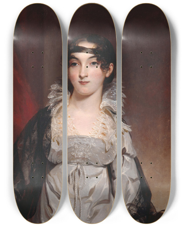 Triptych art skateboard deck of Thomas Sully Mrs Edward Hudson by Thomas Sully (1783-1872)