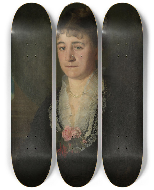 Triptych art skateboard deck of Harriet Backer Karen Nielsen F Wedel Jarlsberg by Harriet Backer (1845-1932)