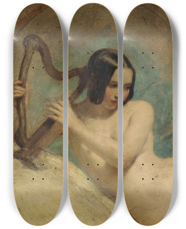 Triptych art skateboard deck of William Edward Frost Terpsichore by William Edward Frost (1810-1877)