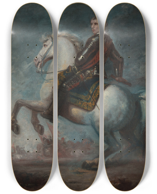 Triptych art skateboard deck of Sir Joshua Reynolds Sir Jeffrey Amherst by Sir Joshua Reynolds (1723-1792)