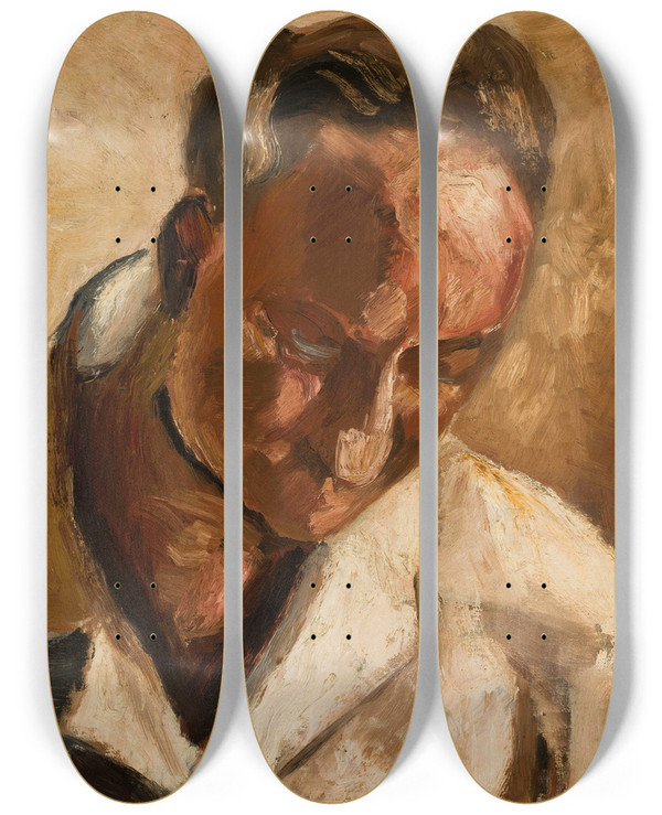 Triptych art skateboard deck of Tadeusz Makowski Portret Pana X by Tadeusz Makowski (1882-1932)