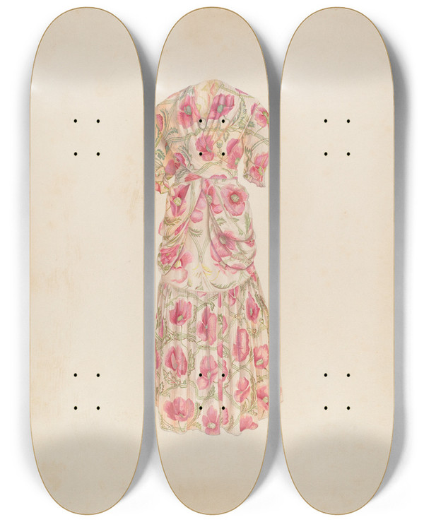 Triptych art skateboard deck of Joseph L Boyd Evening Dress_1 by Joseph L Boyd (20-)