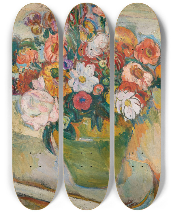 Triptych art skateboard deck of Abraham Manievich Still Life_1 by Abraham Manievich (1881-1942)