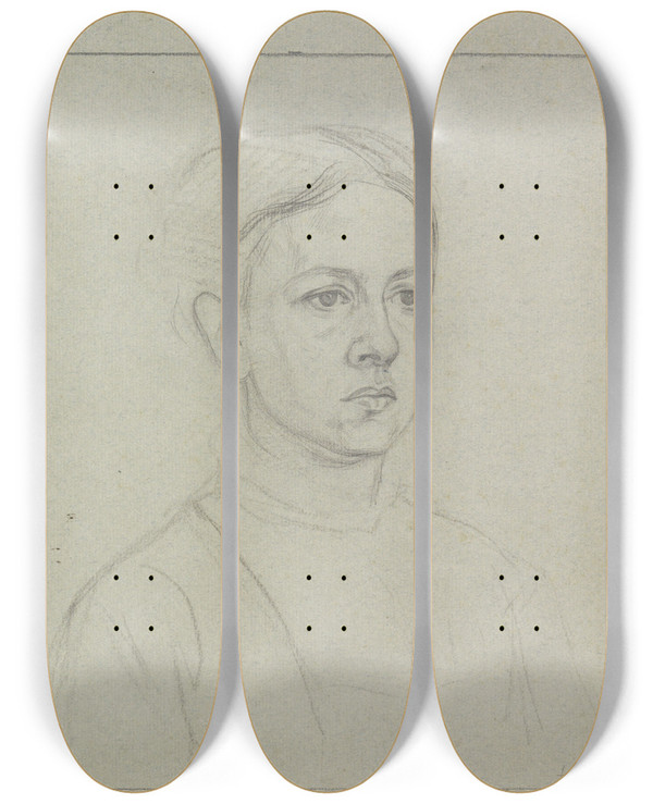 Triptych art skateboard deck of Jan Veth Portret Van Johanna Veth by Jan Veth (1864-1925)