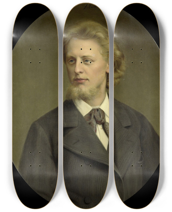 Triptych art skateboard deck of Johan Heinrich Neuman Portrait Of Jacques Fabrice Herman Perk 18591881 by Johan Heinrich Neuman (1819-1898)