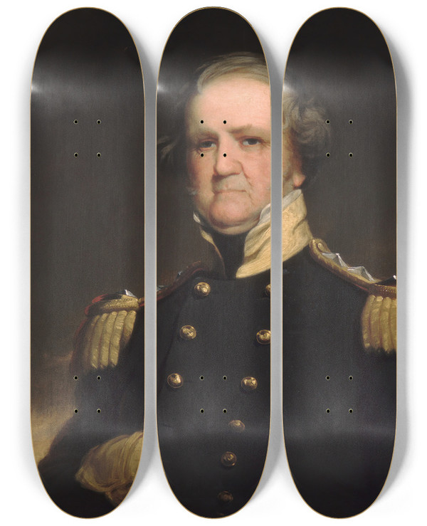 Triptych art skateboard deck of Robert Walter Weir General Winfield Scott by Robert Walter Weir (1803-1889)