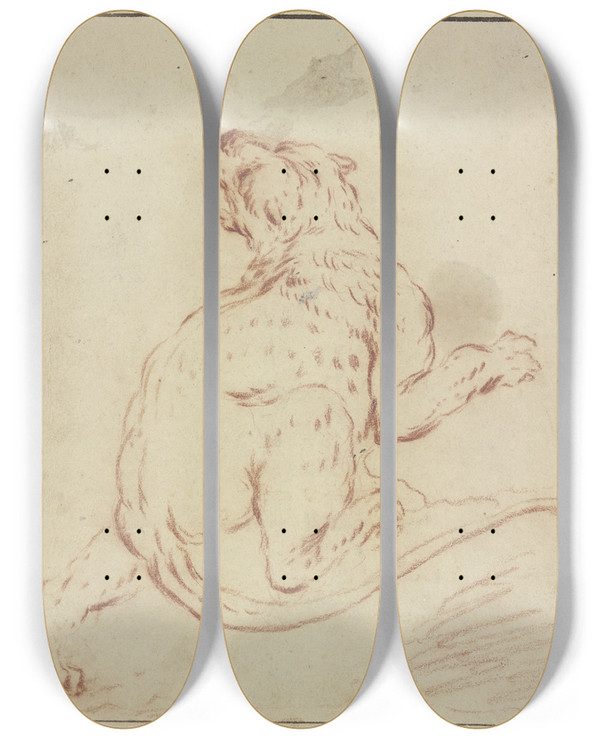 Triptych art skateboard deck of Johann Melchior Roos A Panthers Back by Johann Melchior Roos (1663-1731)
