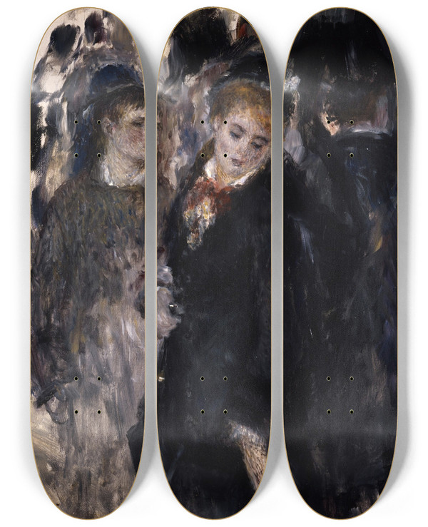 Triptych art skateboard deck of Pierreauguste Renoir Young Girls by Pierre-Auguste Renoir (1841-1919)