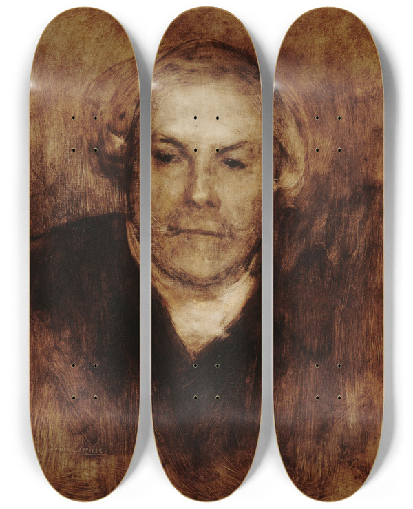 Triptych art skateboard deck of Eugne Carriere Portrait Dedmond De Goncourt 18221896 Crivain by Eugene Carriere (1849-1906)