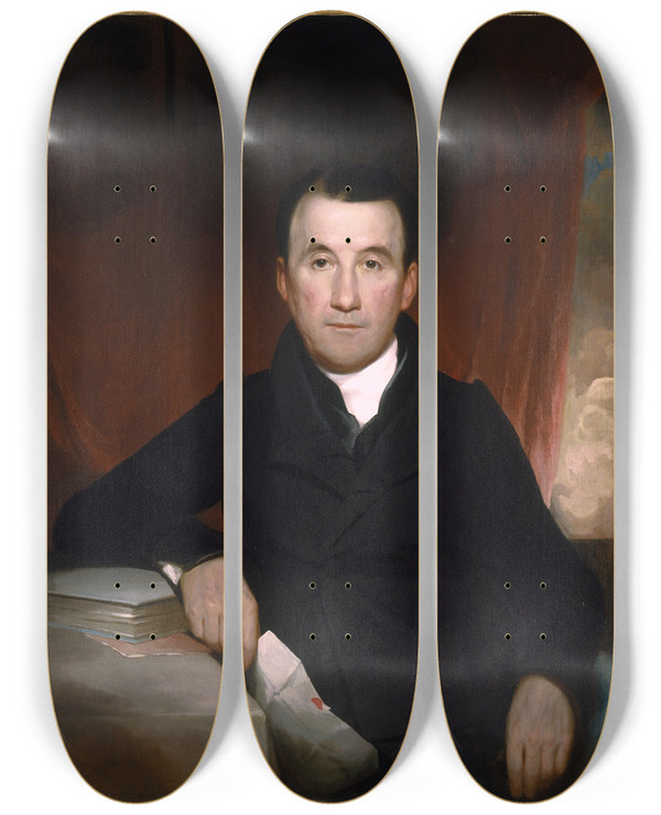 Triptych art skateboard deck of Samuel Finley Breese Morse Jonas Platt by Samuel Finley Breese Morse (1791-1872)