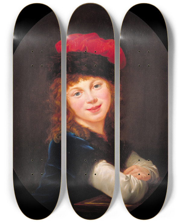 Triptych art skateboard deck of Elisabeth Louise Vige Le Brun Portrait Of A Girl by Elisabeth Louise Vigee Le Brun (1755-1842)