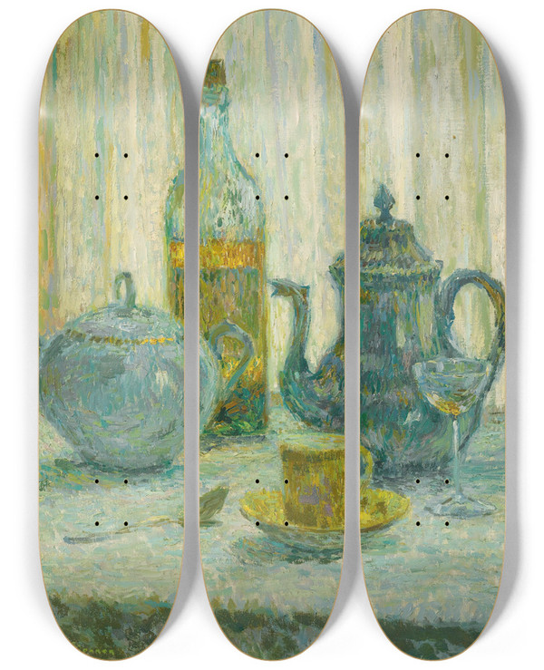 Triptych art skateboard deck of Henri Le Sidaner Nature Morte by Henri Le Sidaner (1862-1939)