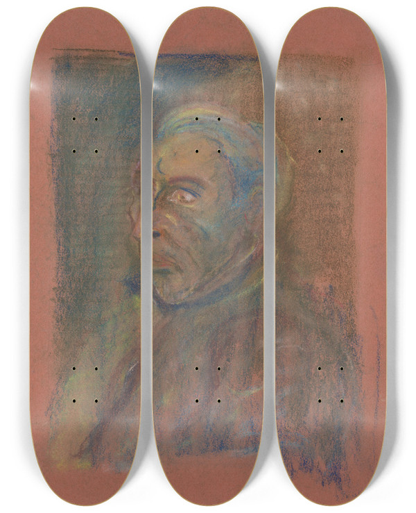 Triptych art skateboard deck of Arnold Peter Weiszkubnan Portrait Of A Man by Arnold Peter Weisz-Kubnan (1898-1944)