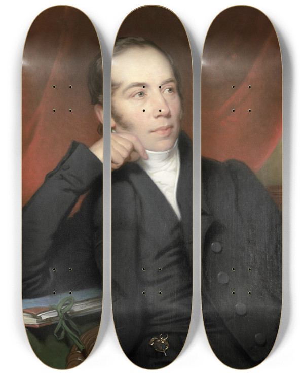Triptych art skateboard deck of Charles Howard Hodges Portrait Of Pieter Ernst Hendrik Praetorius Broker Draftsman And Painter Chairman Of The Board Of The Rijksmuseum 185274 by Charles Howard Hodges (1764-1837)