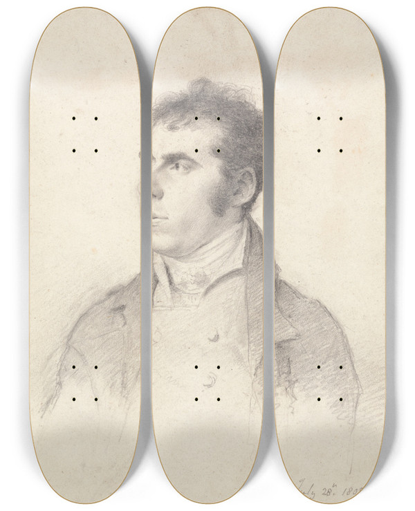 Triptych art skateboard deck of George Dance Portrait Of A Young Man by George Dance (1741-1825)