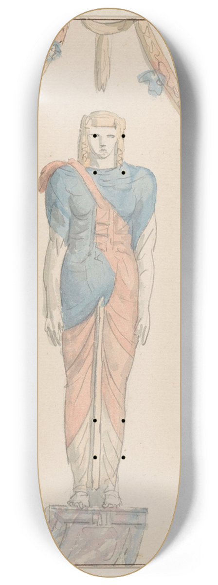 Abraham-Louis-Rodolphe Ducros - Figuur in relif op tempel van Isis te Pompei 8.25 inch art skate deck