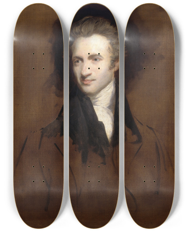 Triptych art skateboard deck of John Hoppner Portrait Of A Gentleman by John Hoppner (1758-1810)
