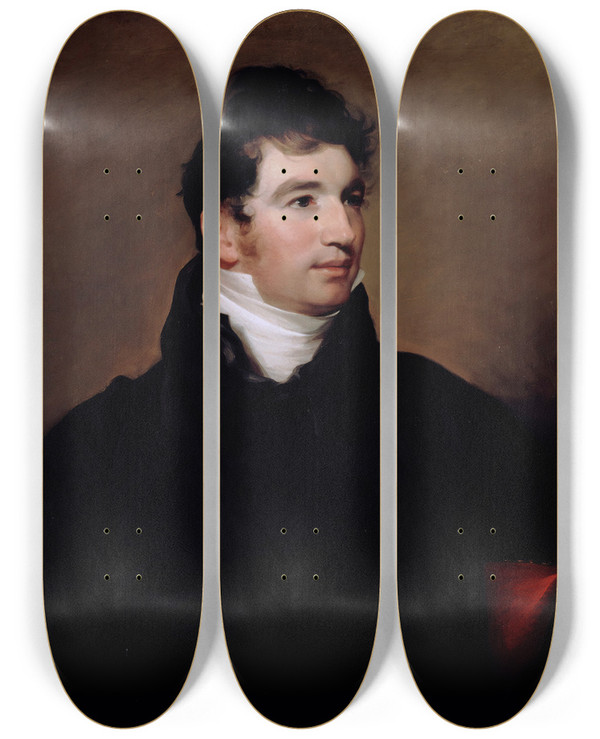 Triptych art skateboard deck of Thomas Sully Dr Edward Hudson by Thomas Sully (1783-1872)