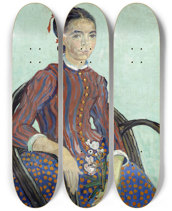 Triptych art skateboard deck of Vincent Van Gogh La Mousm_1 by Vincent van Gogh (1853-1890)