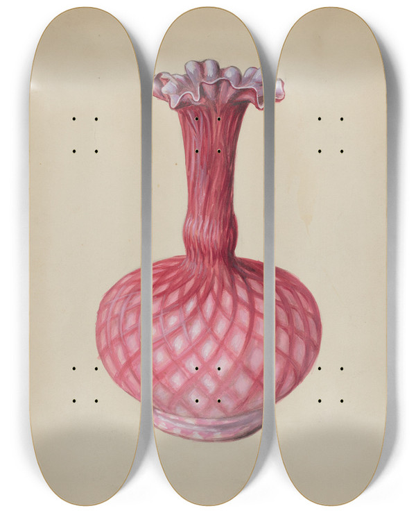 Triptych art skateboard deck of Robert Stewart Ornamental Ruby Vase by Robert Stewart (20-)