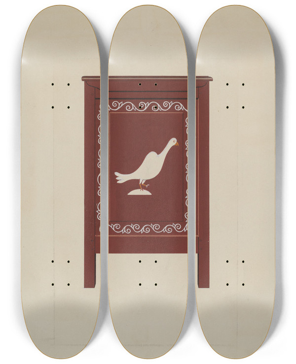Triptych art skateboard deck of Lawrence Flynn Chest Side View by Lawrence Flynn (1900-1973)