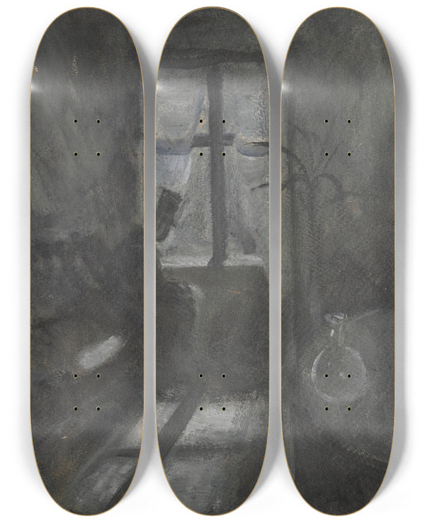 Triptych art skateboard deck of Edvard Munch Natt I Saintcloud Night In Saintcloud by Edvard Munch (1863-1944)