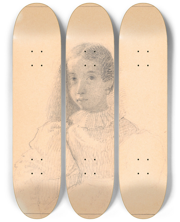 Triptych art skateboard deck of Wilhelm Marstrand Portrt Af Adelaide Emilie Waagepetersen by Wilhelm Marstrand (1810-1873)