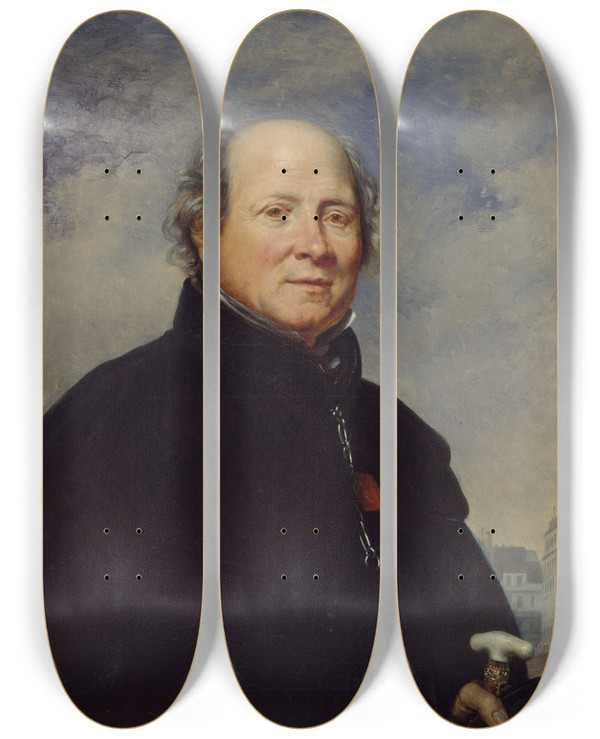 Triptych art skateboard deck of Baron Charles De Steuben Portrait Dedme Champion Dit Lhomme Au Petit Manteau Bleu 17641852 Philanthrope by Baron Charles De Steuben (1788-1856)