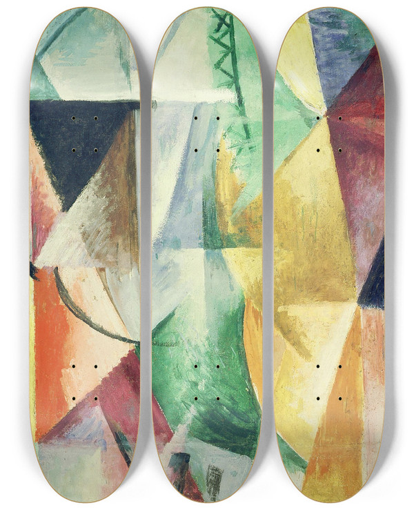 Triptych art skateboard deck of Robert Delaunay Une Fentre by Robert Delaunay (1885-1941)
