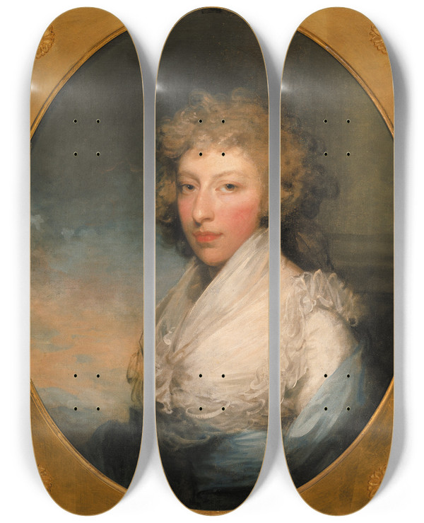 Triptych art skateboard deck of Gilbert Stuart Portrait Of Mrs Gabriel Manigault by Gilbert Stuart (1755-1828)