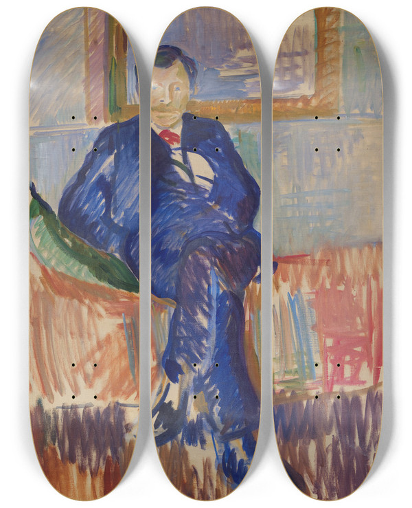 Triptych art skateboard deck of Karl Isakson Portrait Of The Painter Karl Schou by Karl Isakson (1878-1922)