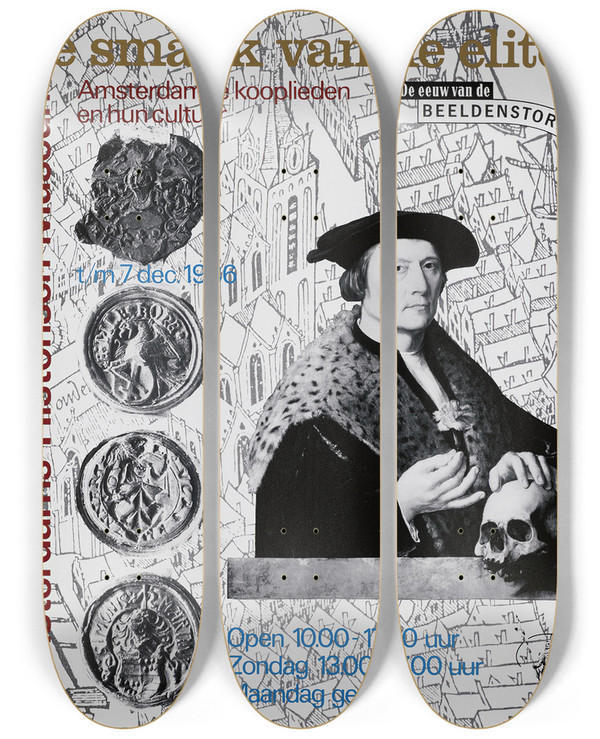 Triptych art skateboard deck of Studio Dumbar Affiche Voor Tentoonstelling De Smaak Van De Elite by Studio Dumbar (21-)