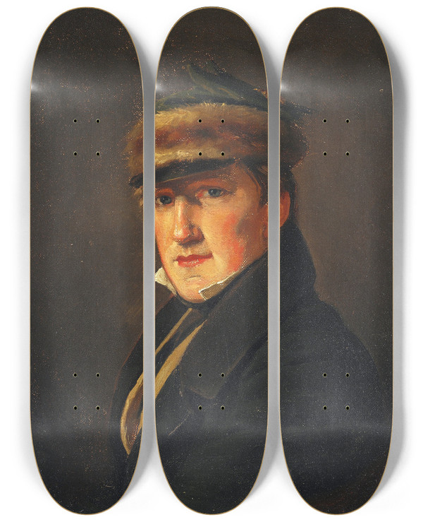 Triptych art skateboard deck of Christen Kbke Portrt Af Emmerik Hghguldberg by Christen Kobke (1810-1848)
