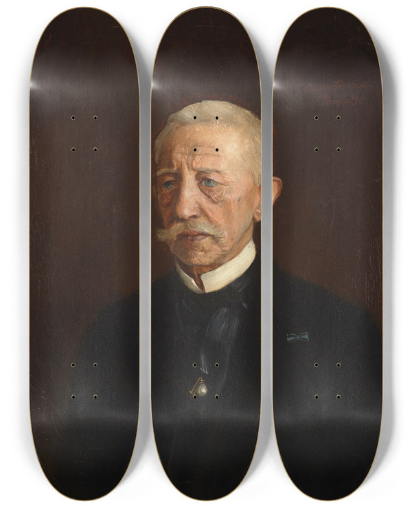 Triptych art skateboard deck of Teodor Axentowicz Portrait Of Wiktor Osawski_2 by Teodor Axentowicz (1859-1938)