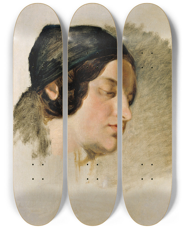 Triptych art skateboard deck of Joseph Hasslwander Clara Hasslwander by Joseph Hasslwander (1812-1878)