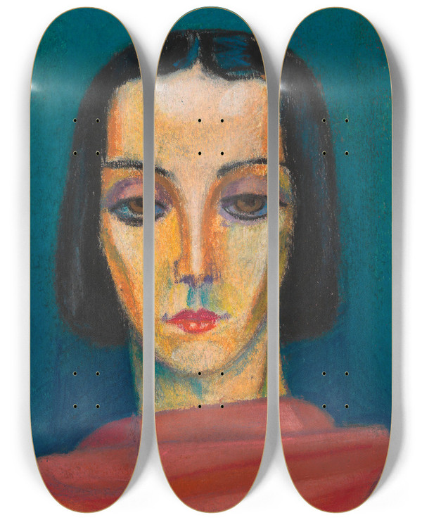 Triptych art skateboard deck of Karl Wiener Portrt Einer Dame by Karl Wiener (1901-1949)