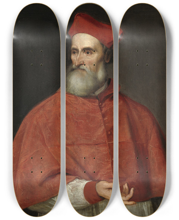 Triptych art skateboard deck of Titian Cardinal Pietro Bembo by Titian (1488-1576)