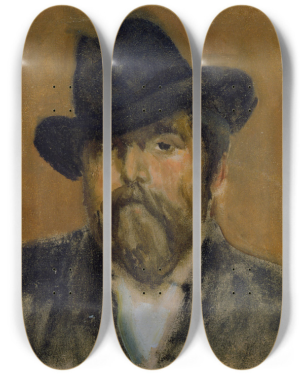 Triptych art skateboard deck of James Abbott Mcneill Whistler Robert Barr by James Abbott Mcneill Whistler (1834-1903)