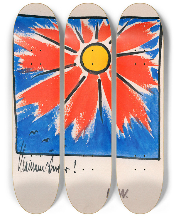 Triptych art skateboard deck of Karl Wiener Aus Meinem Leben 50 Bltter Xxiv by Karl Wiener (1901-1949)