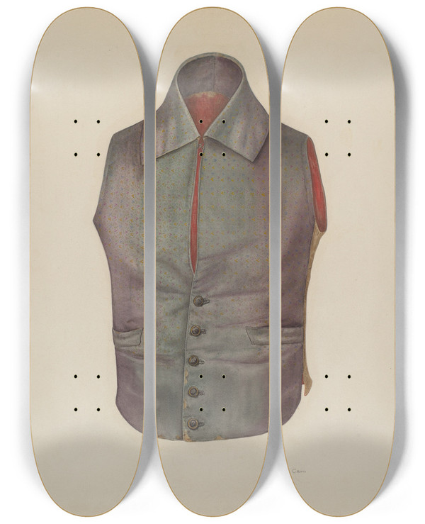 Triptych art skateboard deck of Nancy Crimi Mans Waistcoat by Nancy Crimi (20-)