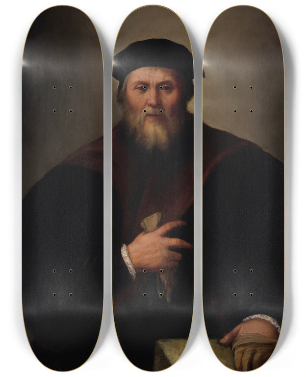 Triptych art skateboard deck of Dosso Dossi Portrait Of A Gentleman by Dosso Dossi (1489-1542)