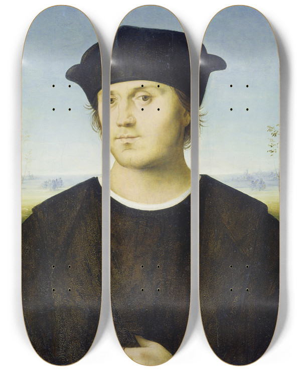 Triptych art skateboard deck of Amico Aspertini Portrait Of A Man by Amico Aspertini (1474-1552)