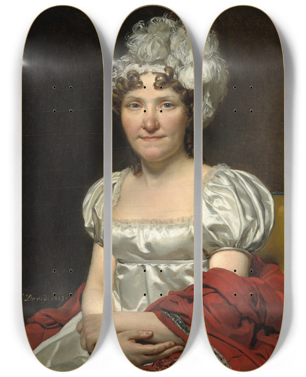 Triptych art skateboard deck of Jacques Louis David Madame David by Jacques Louis David (1748-1825)