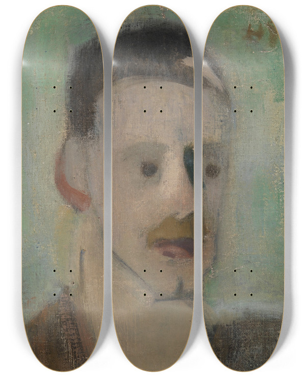 Triptych art skateboard deck of Helene Schjerfbeck Einar Reuter Iii by Helene Schjerfbeck (1862-1946)