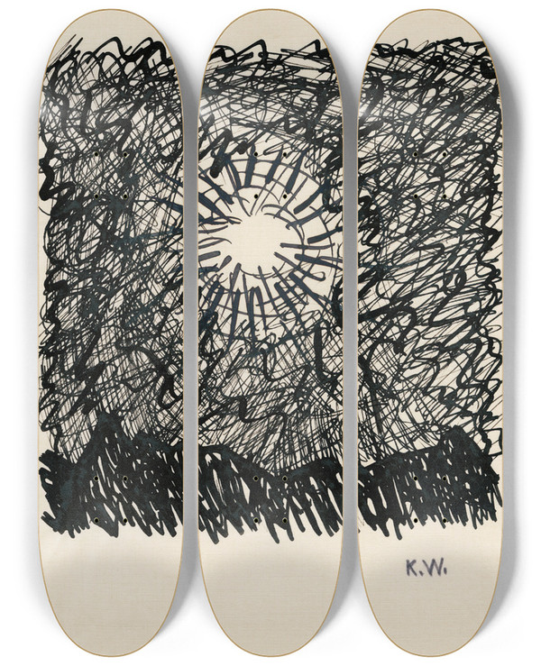 Triptych art skateboard deck of Karl Wiener Aus Meinem Leben 50 Bltter Xx by Karl Wiener (1901-1949)